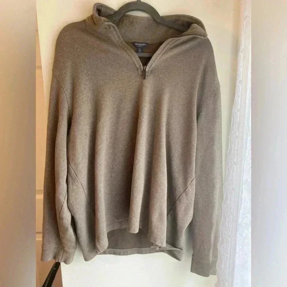 Van Heusen Cotton Pullover Quarter Zip Sweatshirt Men’s Tan Light Brown Shirt - Picture 5 of 7